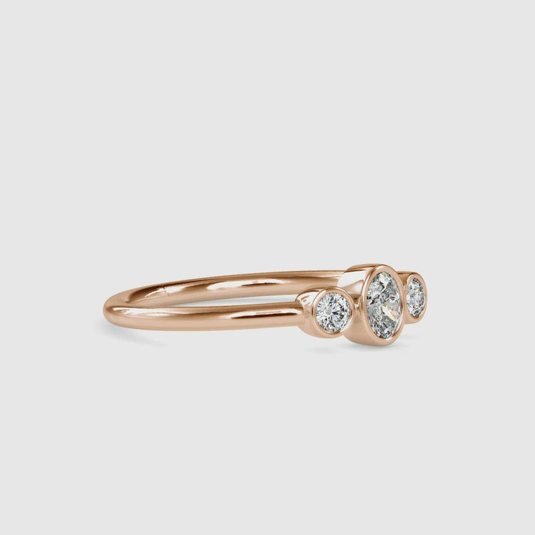 Custom three stone engagement ring in white, yellow, or rose gold.