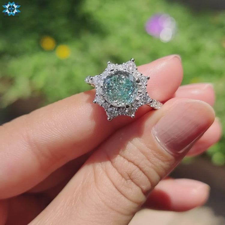 Diamondrensu UK Portuguese cut moissanite ring.
