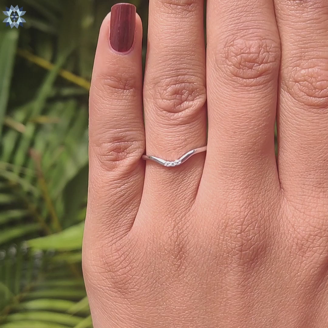 Dainty Curved Delicate Classic Moissanite Wedding Band