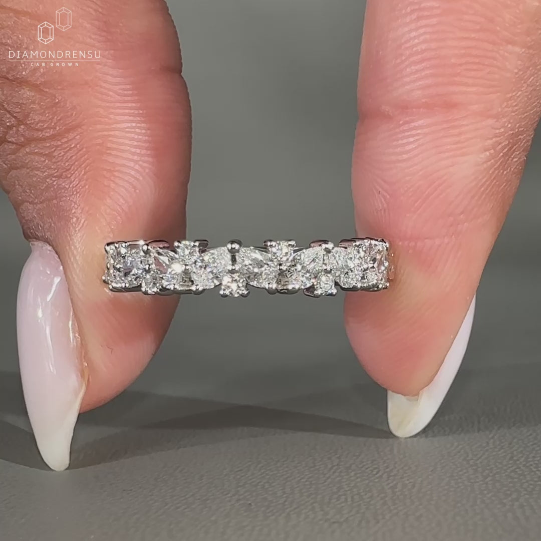Half eternity wedding band in white gold.
