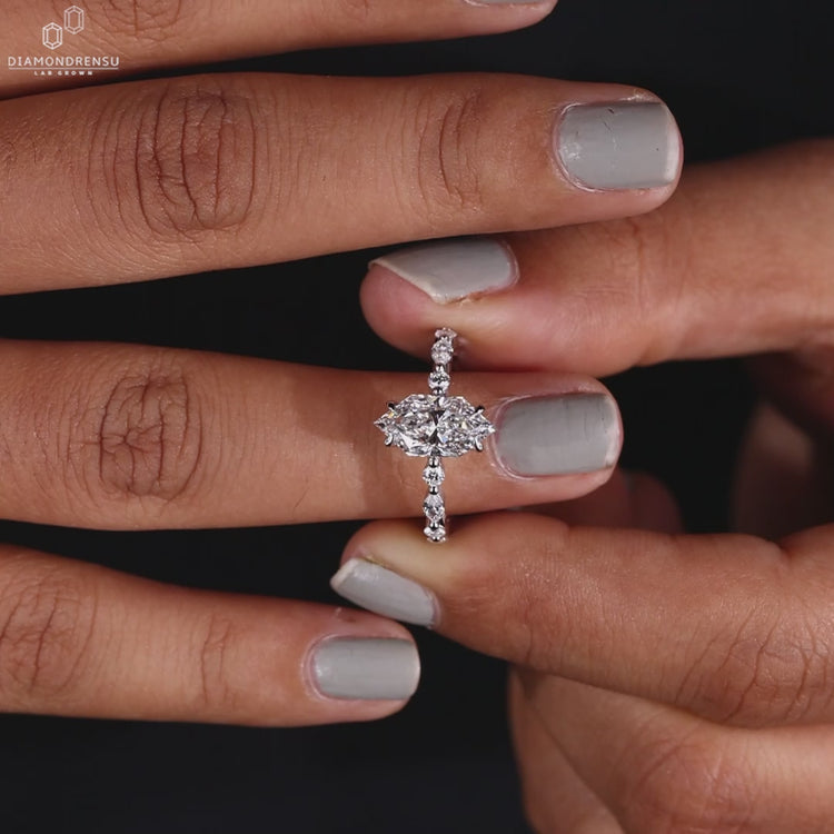 Handmade jewelry with Dutch marquise cut and lab grown diamond.
