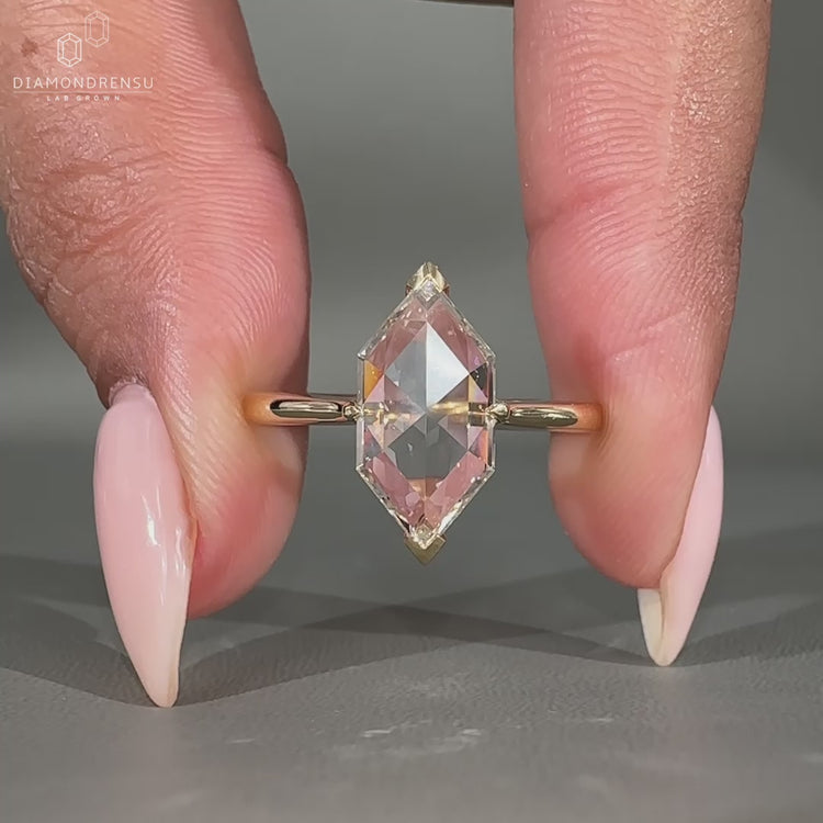 Dutch marquise rose cut diamond ring with solitaire style.
