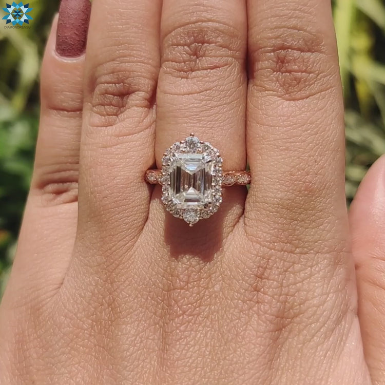 Milgrain engagement ring in rose and white gold.
