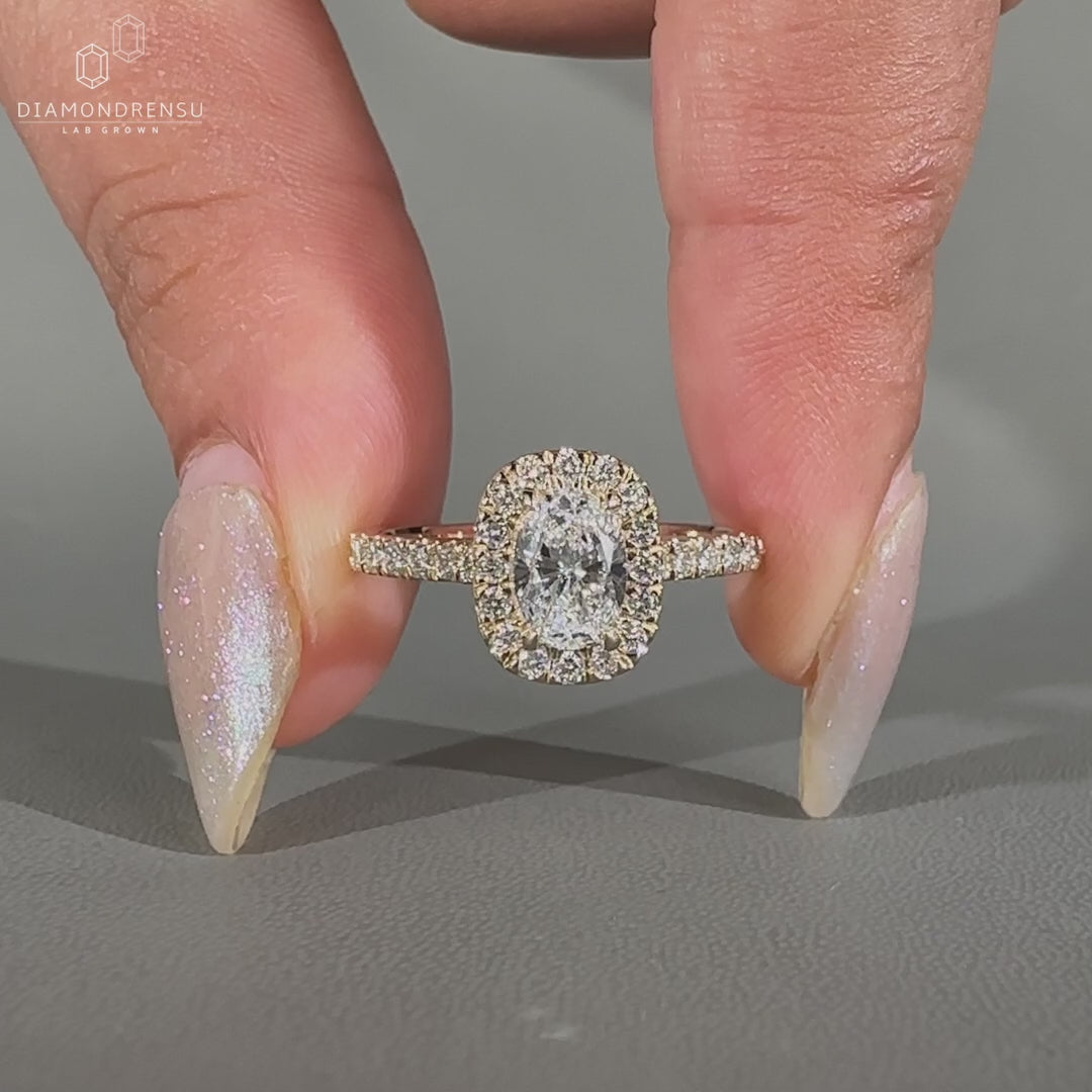 Pave setting ring crafted in yellow gold.
