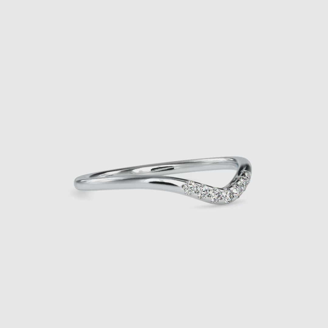 0.10 TCW Round Moissanite Seven Stone Wishbone Curved Wedding Band