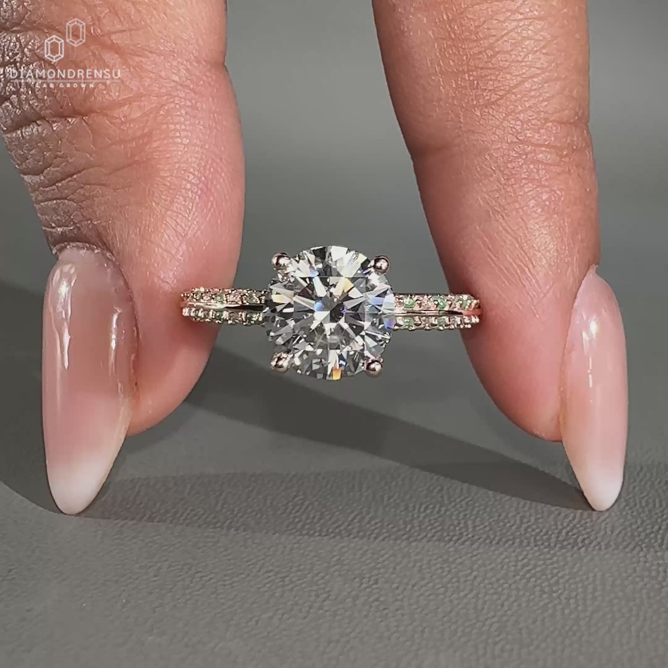 Round diamond engagement ring with custom engagement ring
