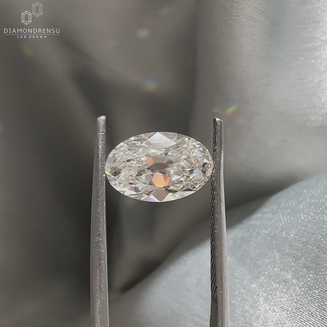 Oval lab grown diamond crafted in old European cut style.
