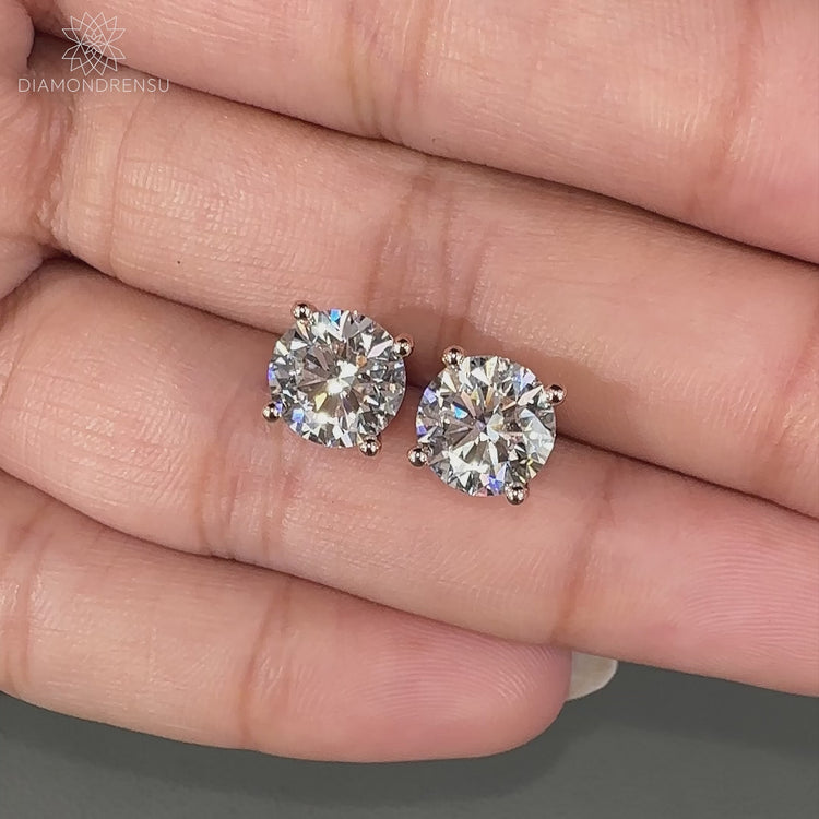 4 carat lab grown diamond stud earrings.