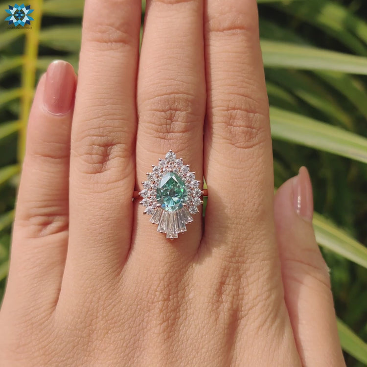 Diamondrensu UK vintage style pear engagement ring.
