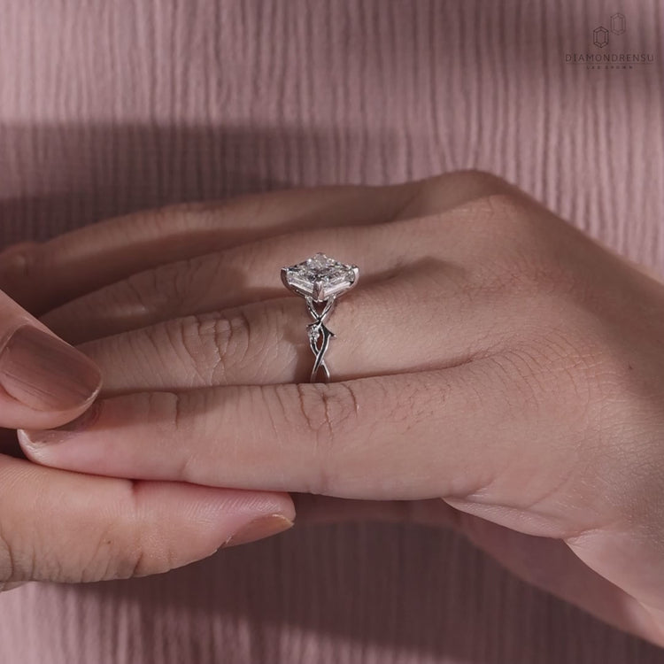 Princess cut engagement rings UK featuring handmade jewellery by Diamondrensu.