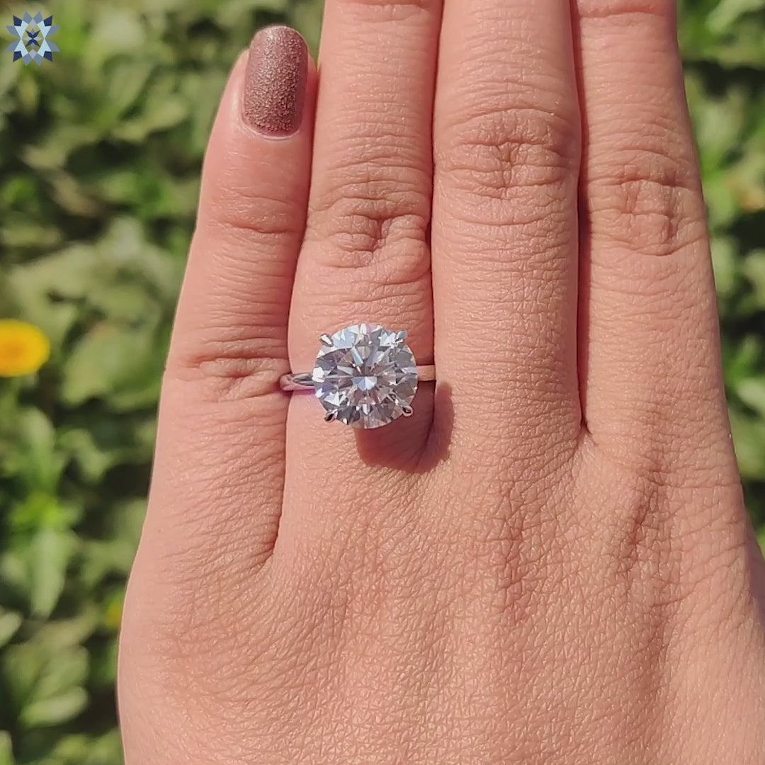 Beautiful 4.73 TCW Round Cut Hidden Halo Moissanite Engagement Ring