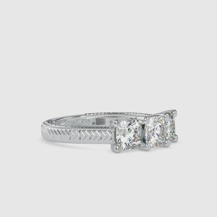 Lab grown diamond engagement ring with custom designer band.
