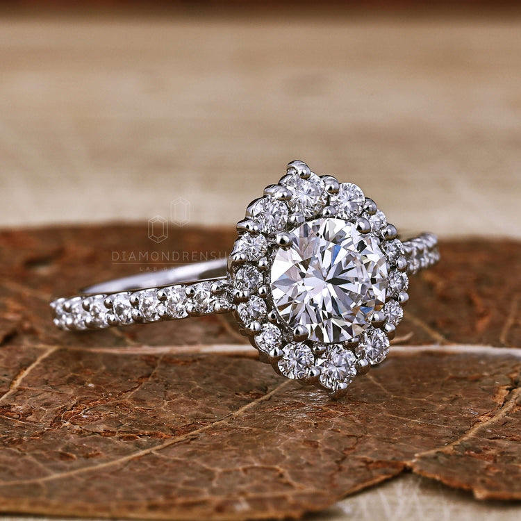 Cluster engagement ring crafted with handmade jewelry and a unique engagement ring design.
