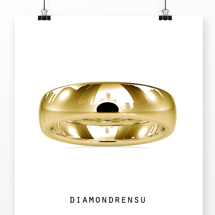 UK gold wedding band for men with classic design.

