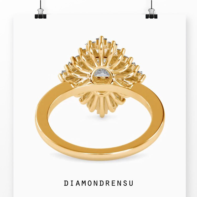 Oval cut centre diamond with tapered baguette accents.
