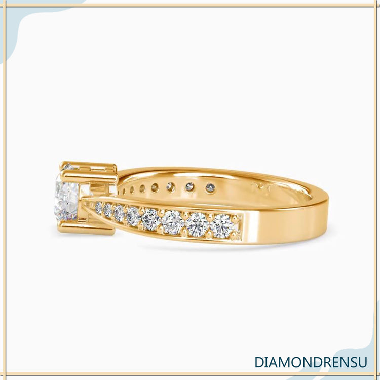 Tapered pave ring with small diamonds.
