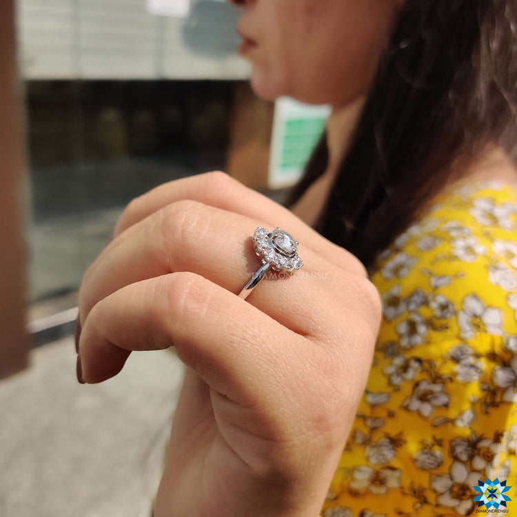 Buy moissanite ring with old European cut center.
