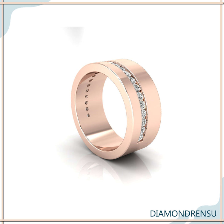 Diamondrensu UK wedding band with unique diamond semi eternity band.

