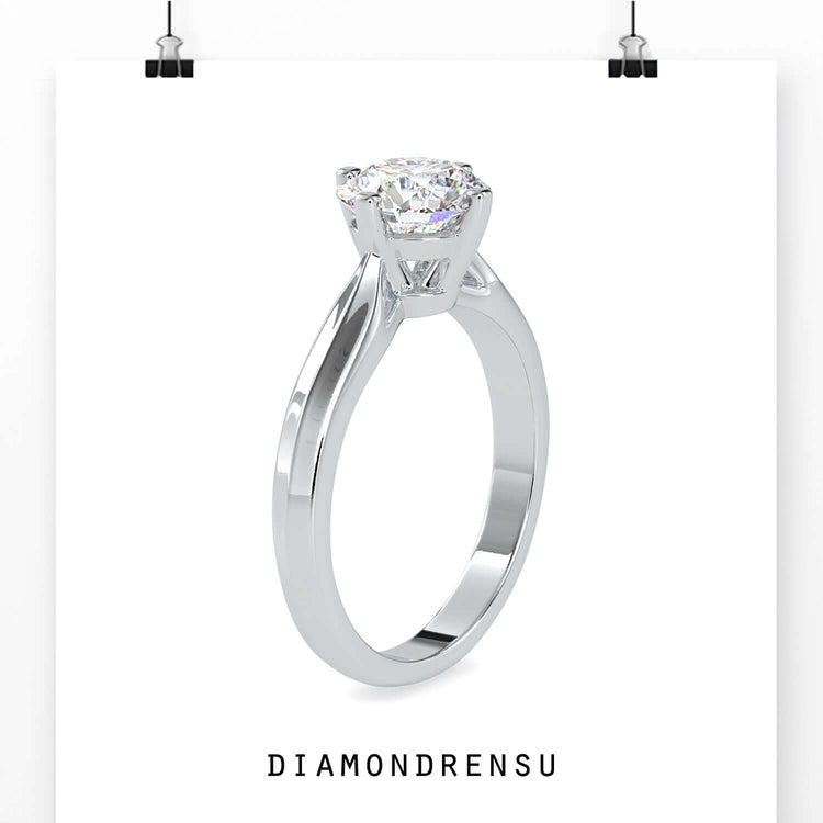 4 prong solitaire ring with lab grown diamond, UK made.
