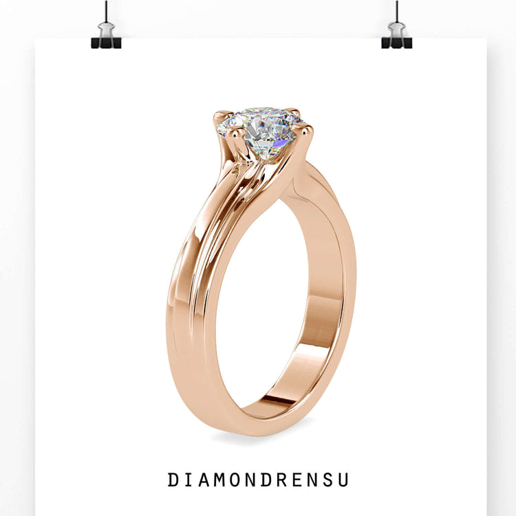 IGI certified lab grown diamond engagement ring in yellow gold.
