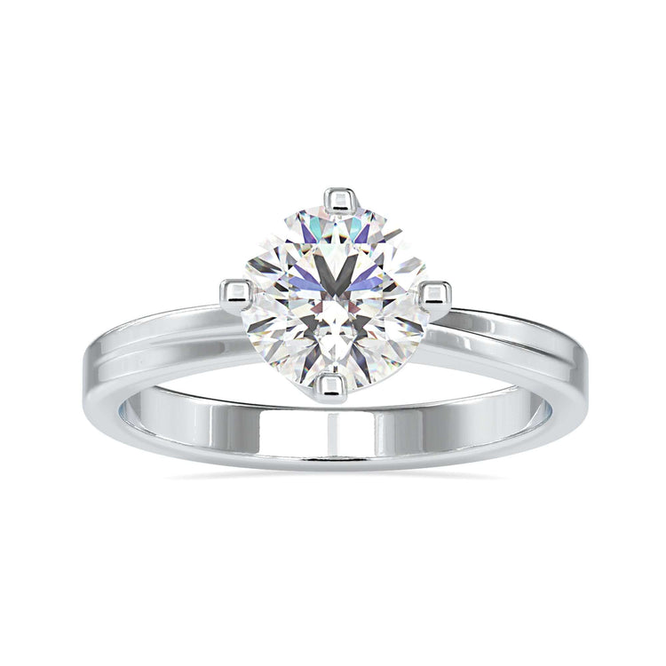 Antique solitaire diamond ring with round cut, handmade in UK.

