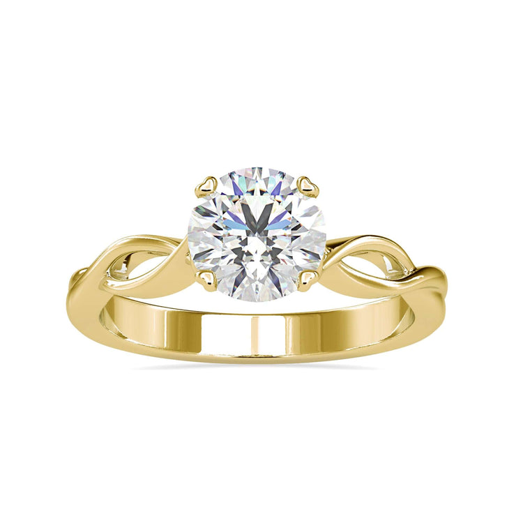 White gold twist ring with lab grown diamond.
