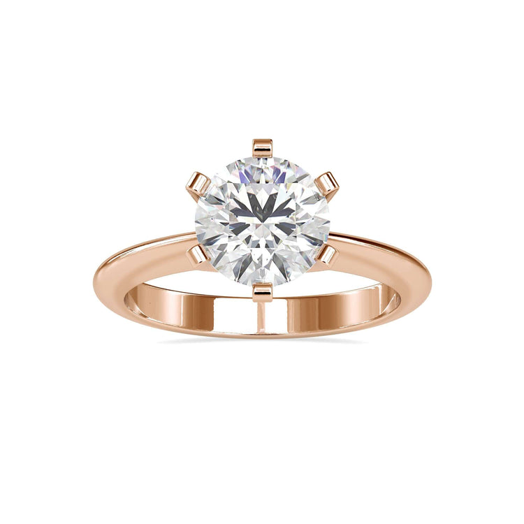 Lab grown diamond ring with round cut and solitaire setting.
