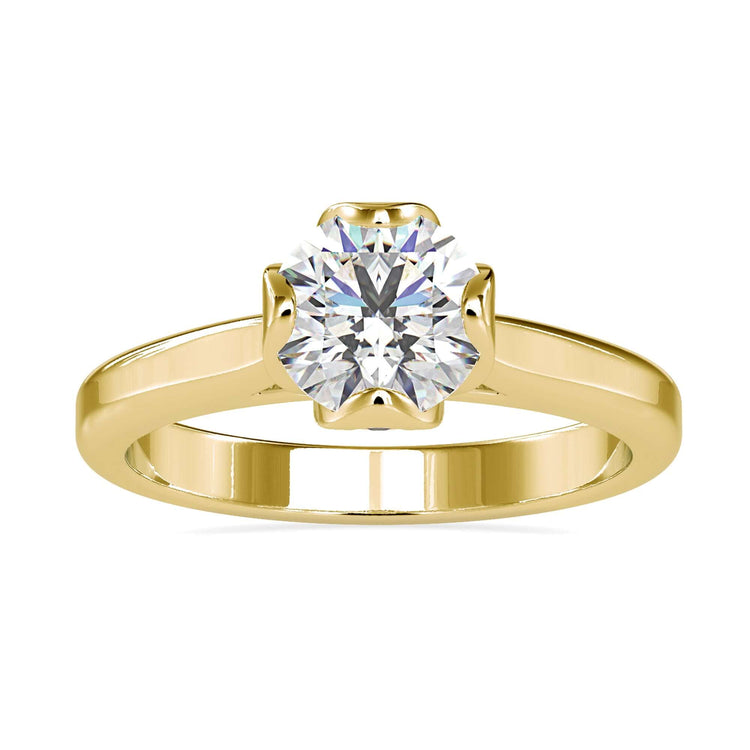 Custom engagement ring in cathedral setting with hidden accents.
