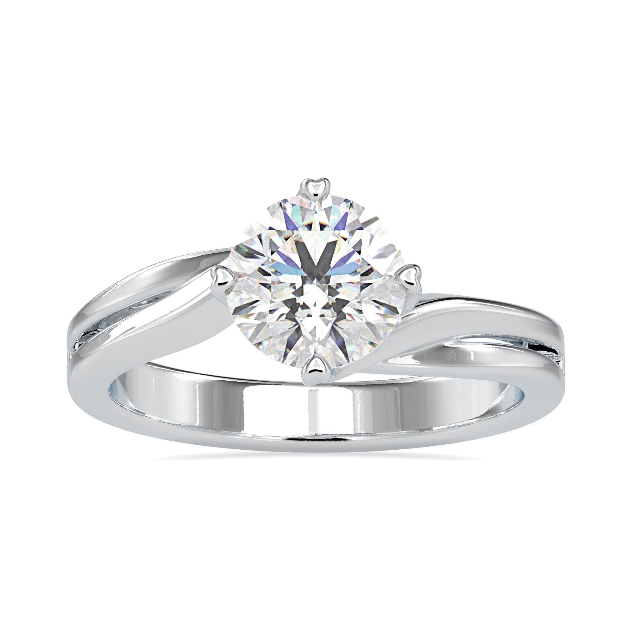 Round diamond solitaire engagement ring for classic elegance.
