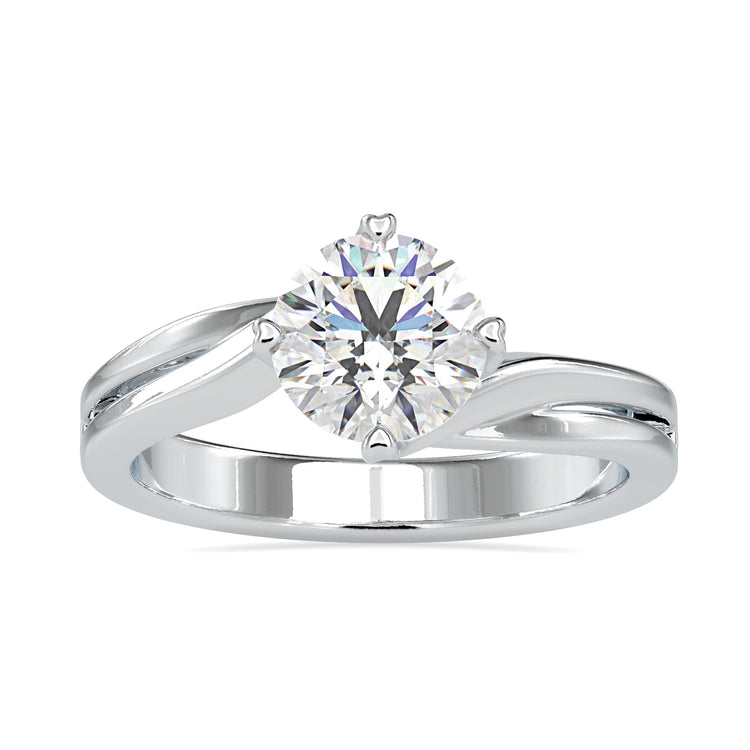 White gold engagement ring with round cut lab grown diamond.
