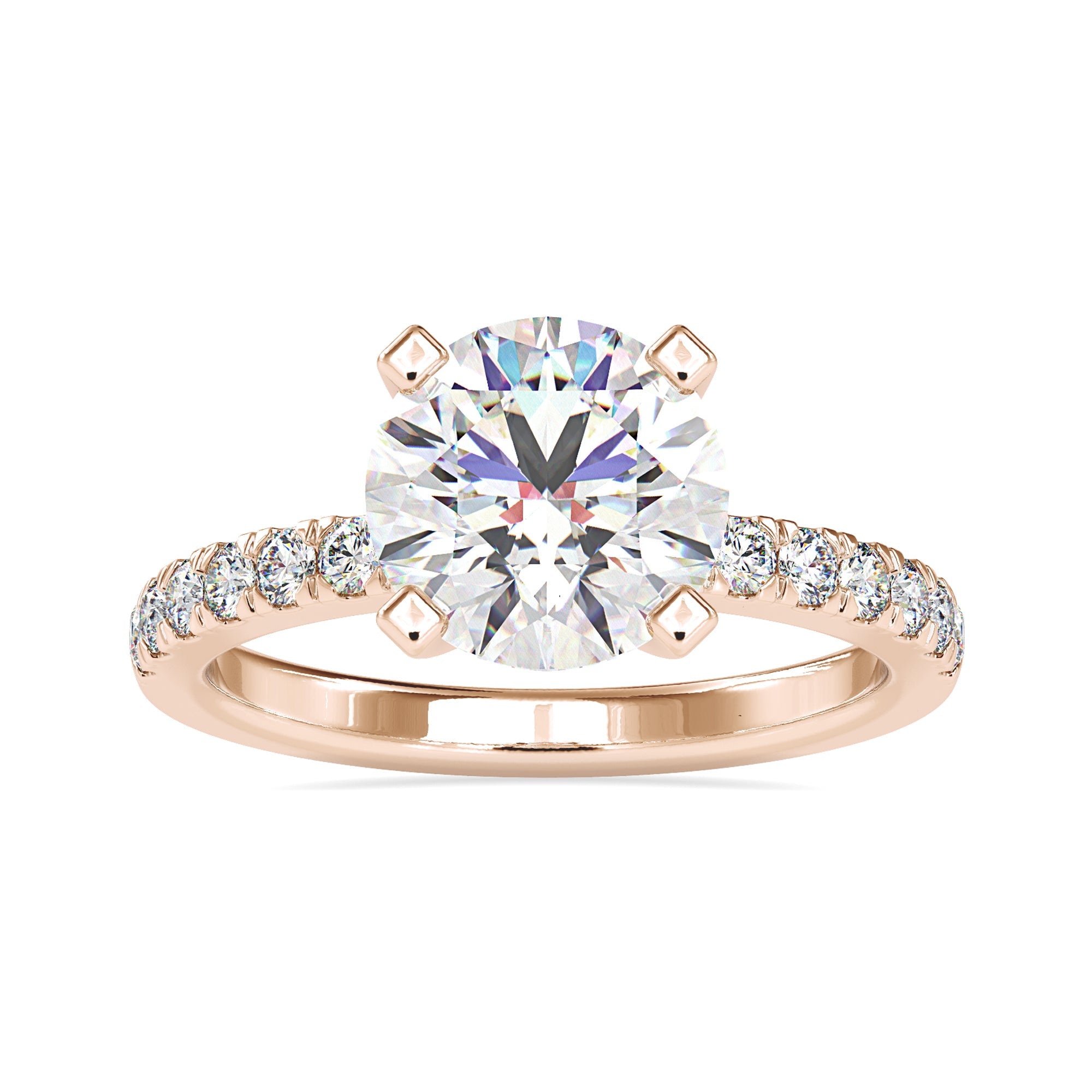 Lab grown diamond engagement ring featuring a brilliant round cut stone.
