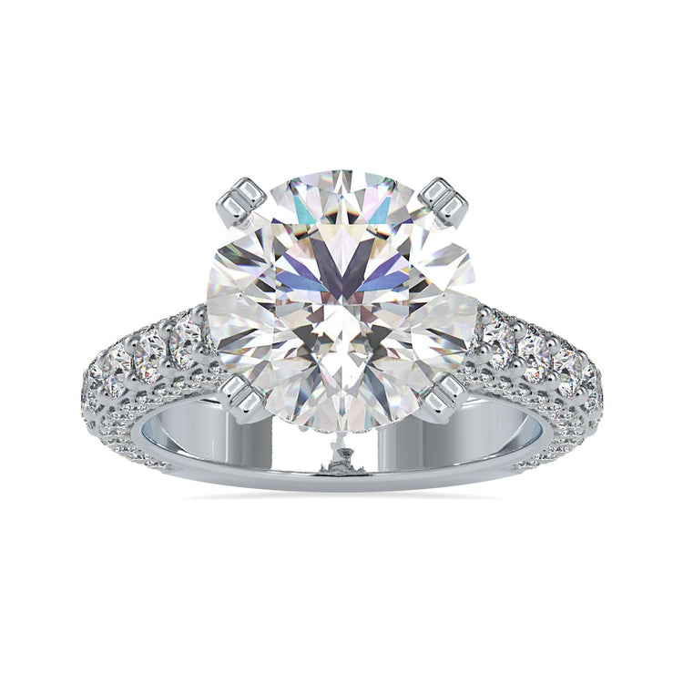 Round diamond pave band with hidden halo design.
