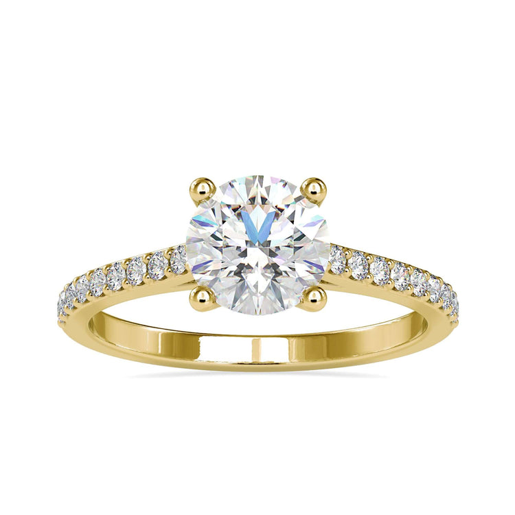 Lab diamond ring in rose gold with 4 round prong mount.
