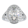 Oval cut diamond engagement ring in halo setting with lab-grown diamond
