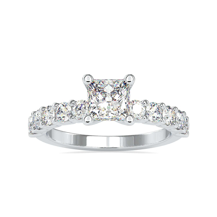Buy diamond ring in UK with princess cut and pave design.
