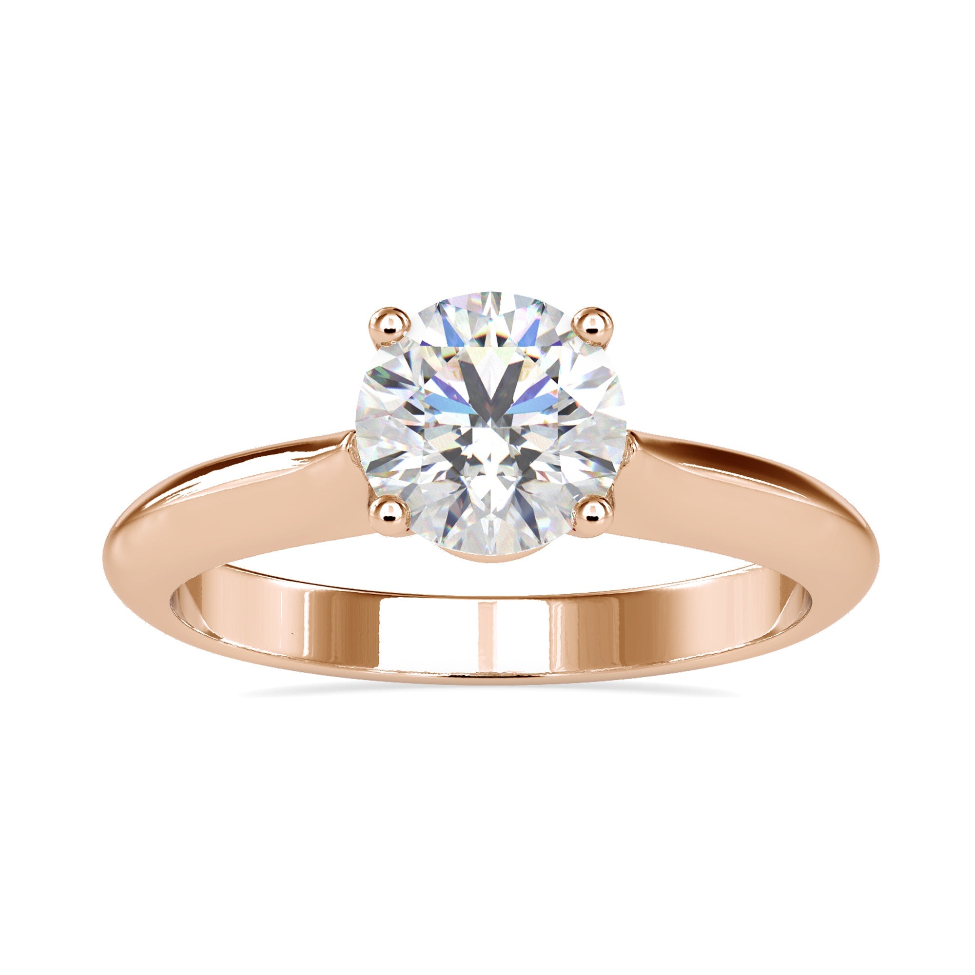 Elegant solitaire diamond engagement ring with a cathedral setting for  added sophistication.