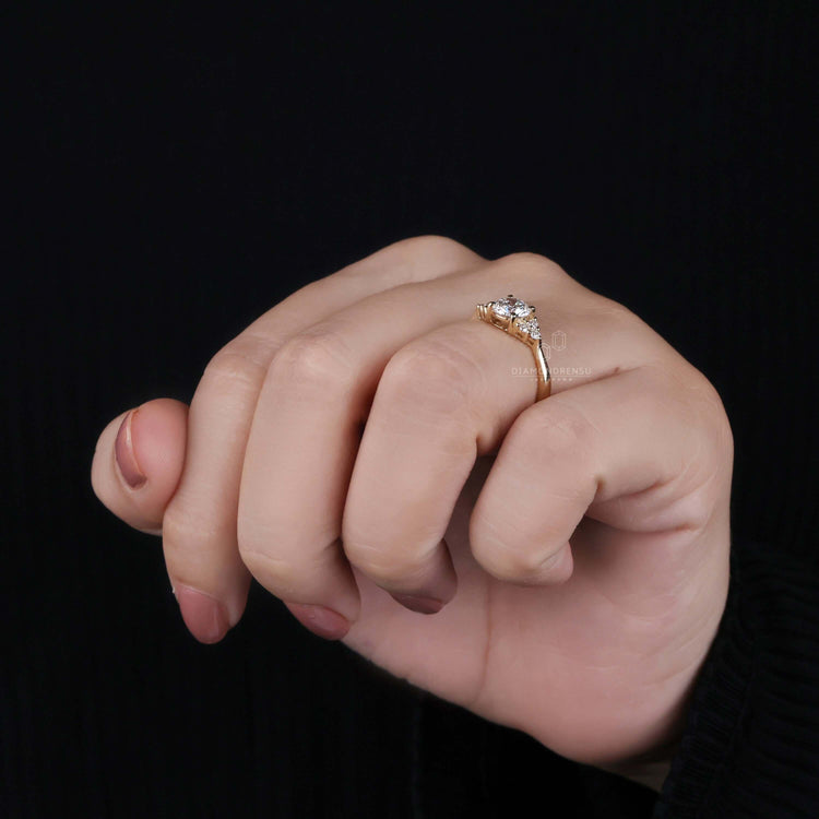 Muse Ring with a 4 prong engagement ring setting, crafted with care as part of our handmade jewelry collection.