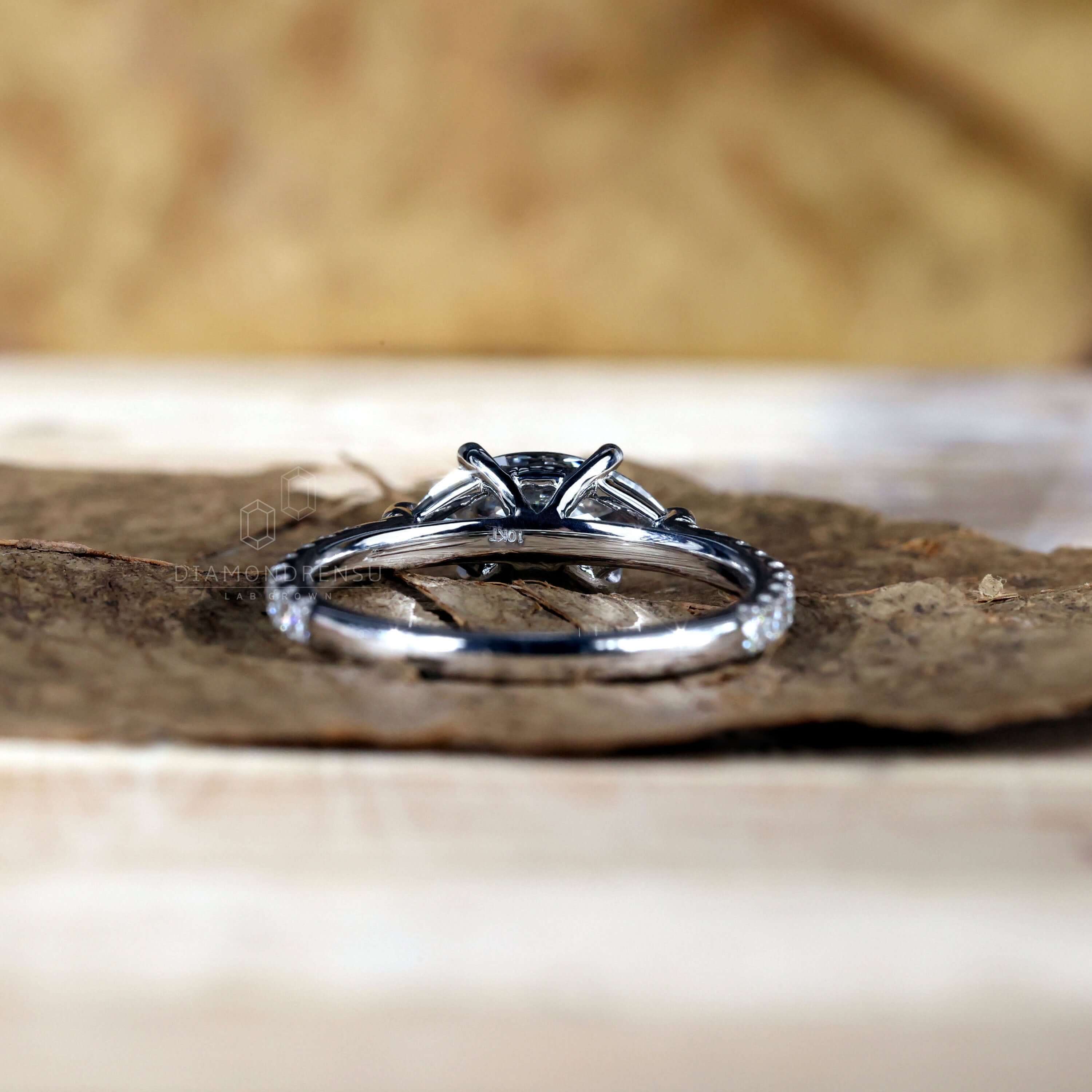 Lab grown diamond ring with cathedral ring setting for eco-conscious choices
