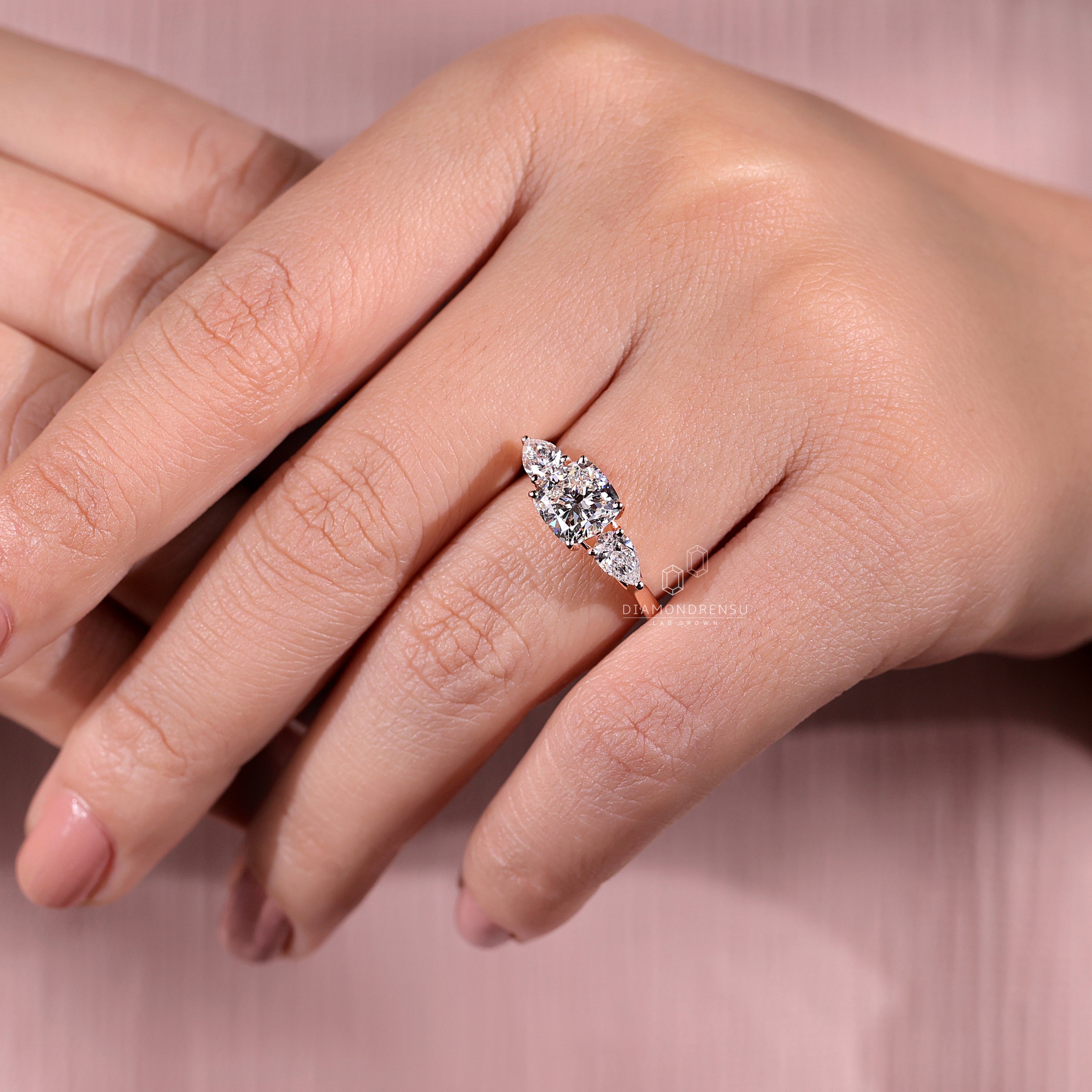 Modern hidden halo ring for a sleek, elegant look.