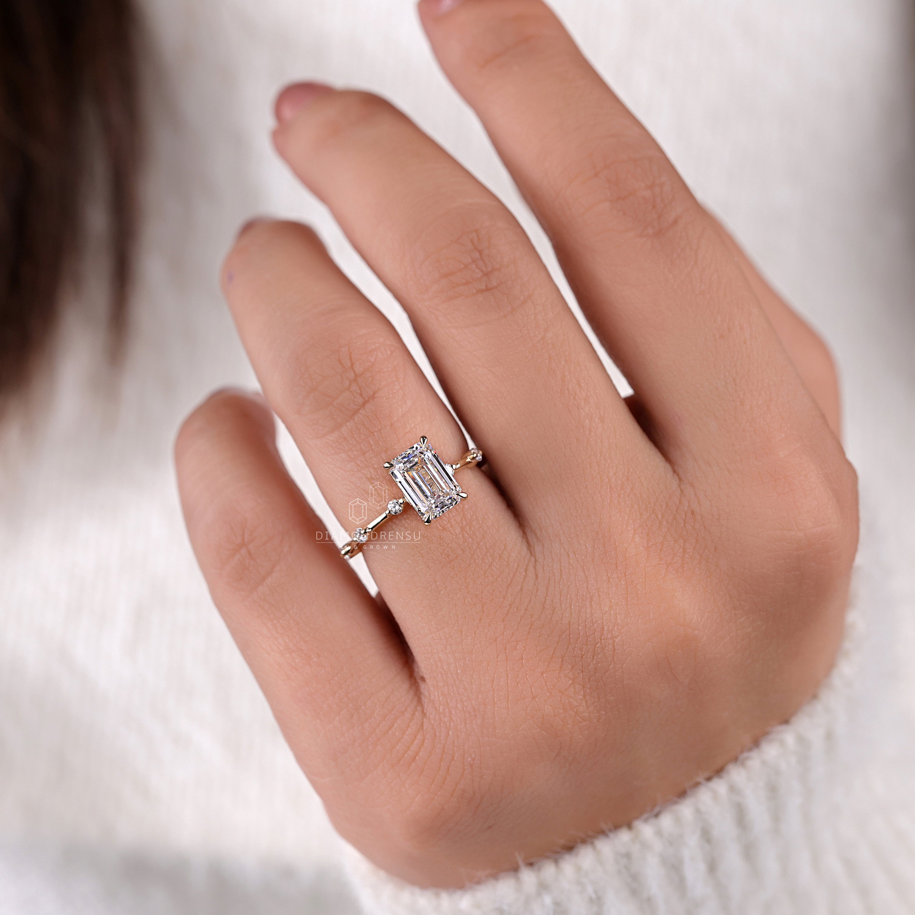 Stunning emerald cut engagement ring showcasing brilliance.