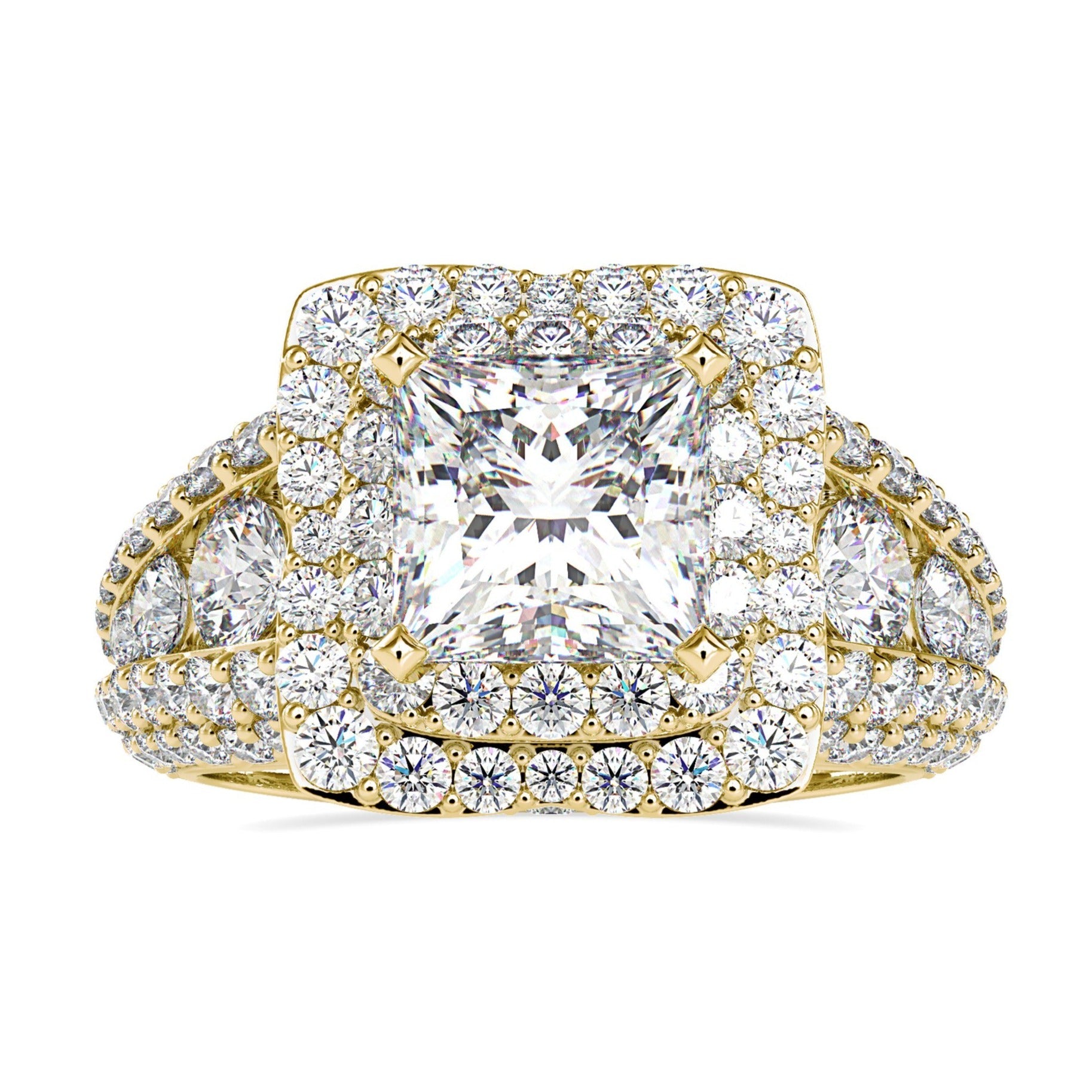 Princess cut diamond engagement ring halo featuring timeless elegance and sparkle.
