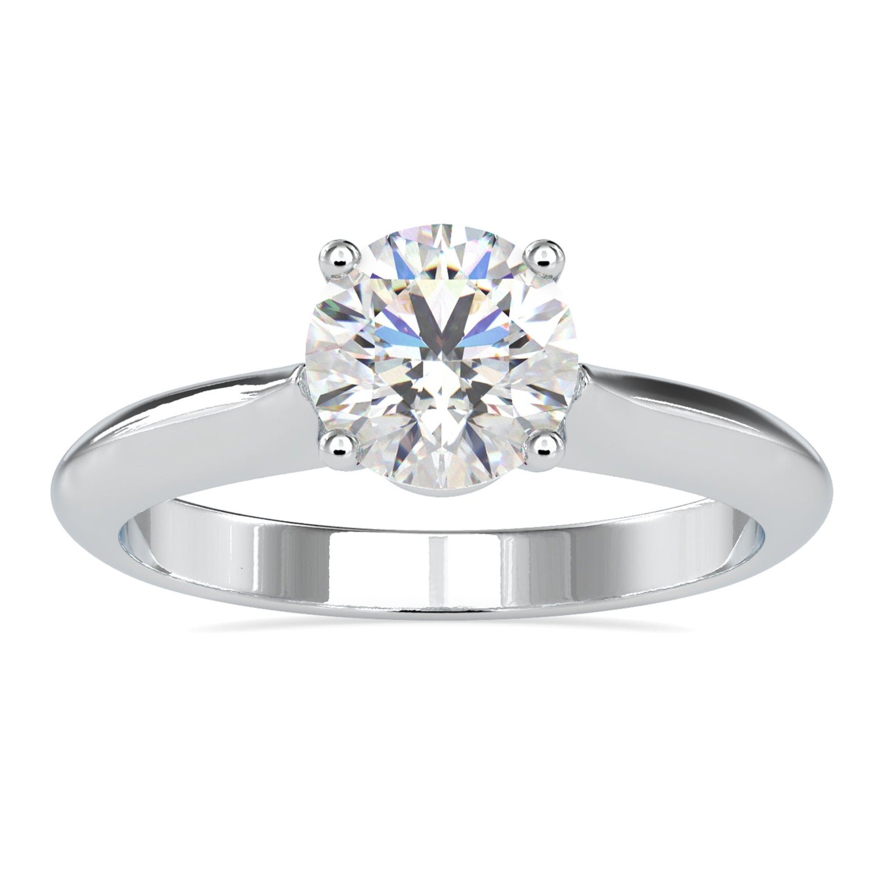 Knife Edge Engagement Ring with a classic round solitaire for timeless beauty.