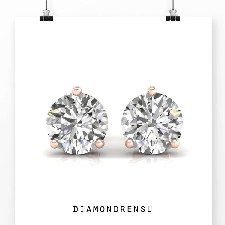 Lab grown diamond earrings set in 3 prong mount.
