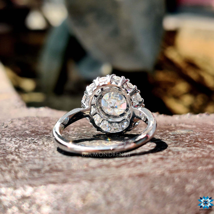 Custom engagement ring with old European cut stone.
