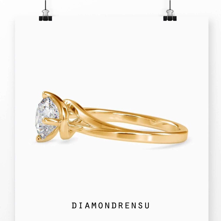 Designer ring in rose gold with unique solitaire look.
