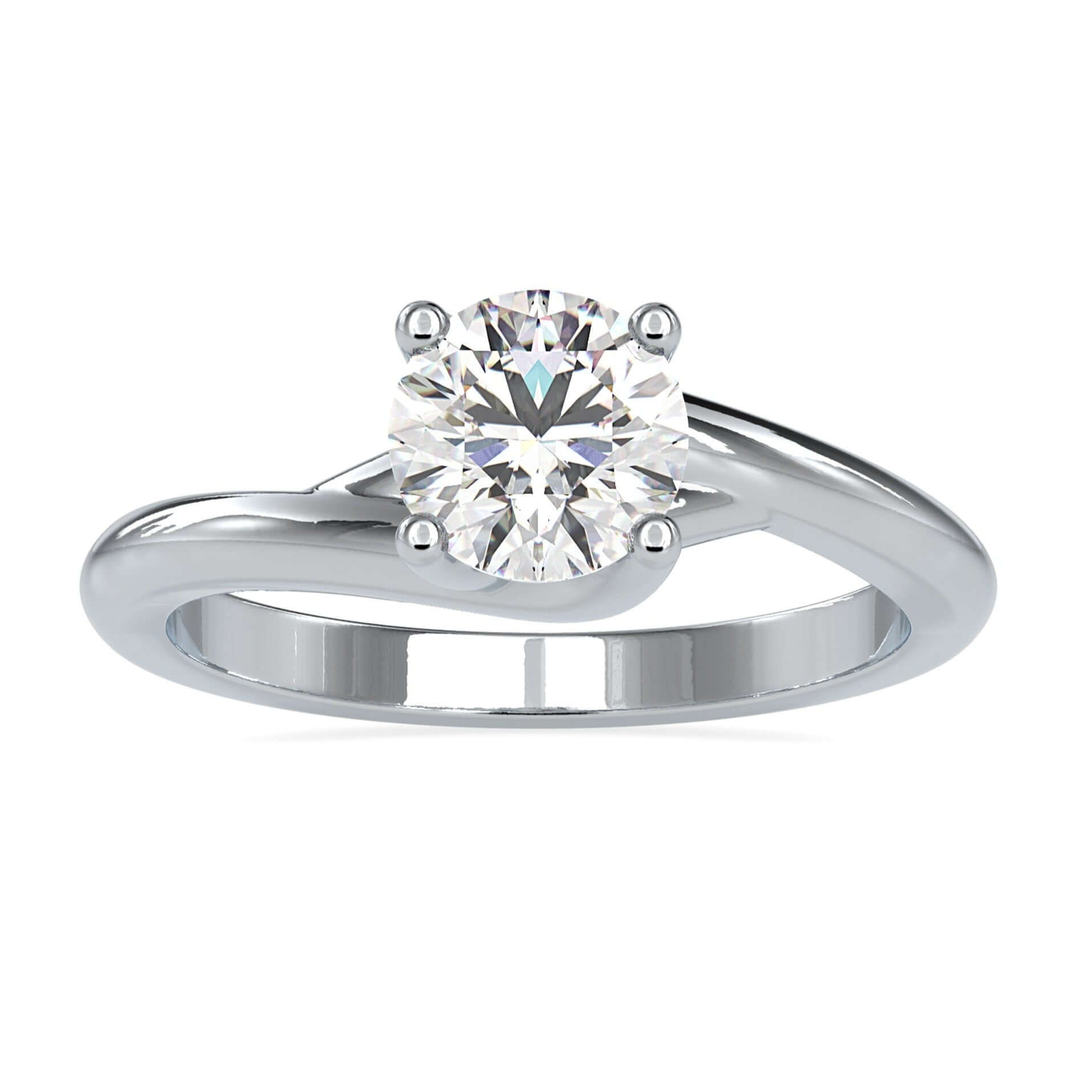 Elegant Round Brilliant Cut Diamond Ring featuring a bypass setting for modern style.