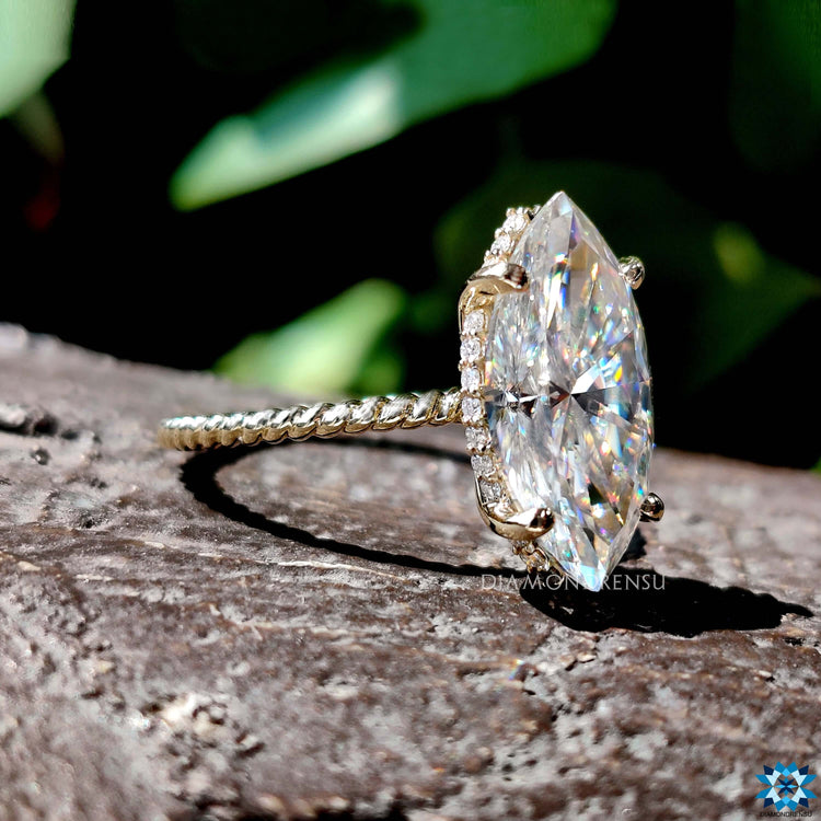 Milgrain setting on twisted shank engagement ring.
