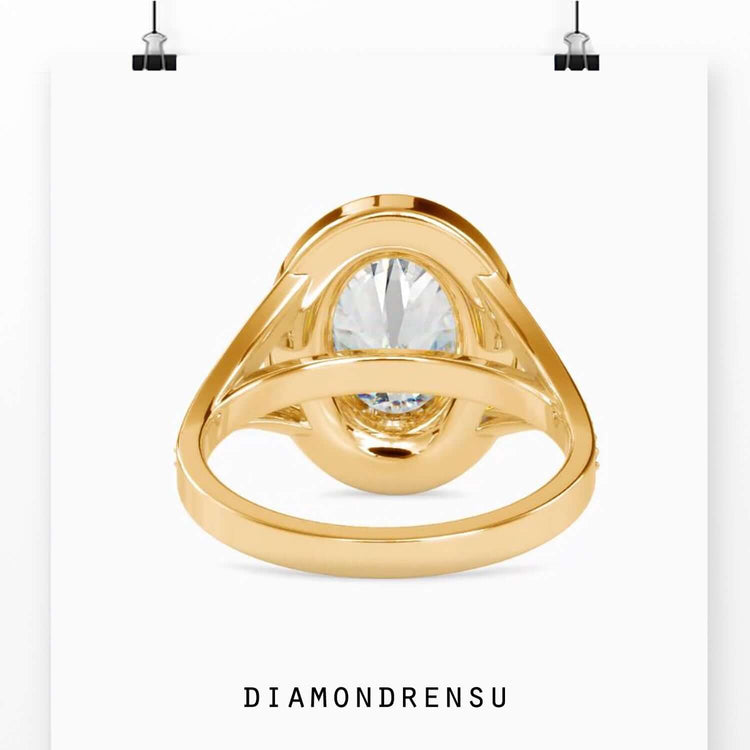 Lab grown oval diamond ring in rose gold finish.
