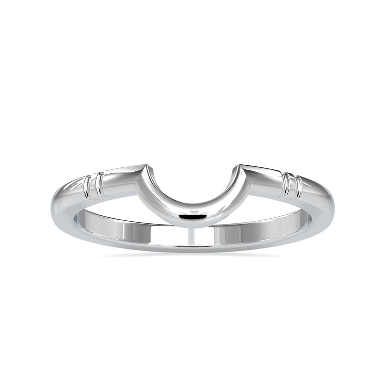 White gold wedding band in comfort fit style.
