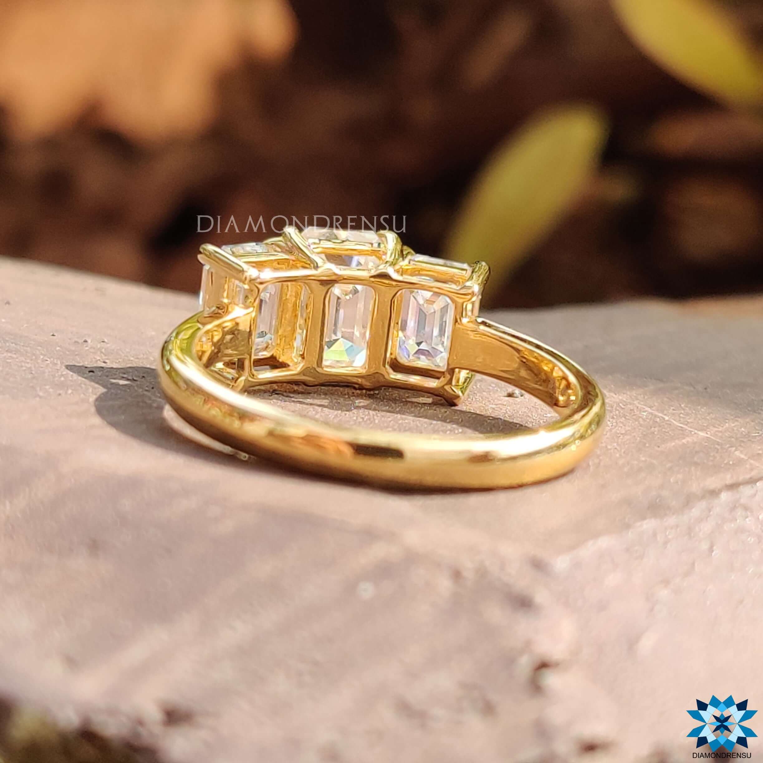 emerald cut moissanite ring